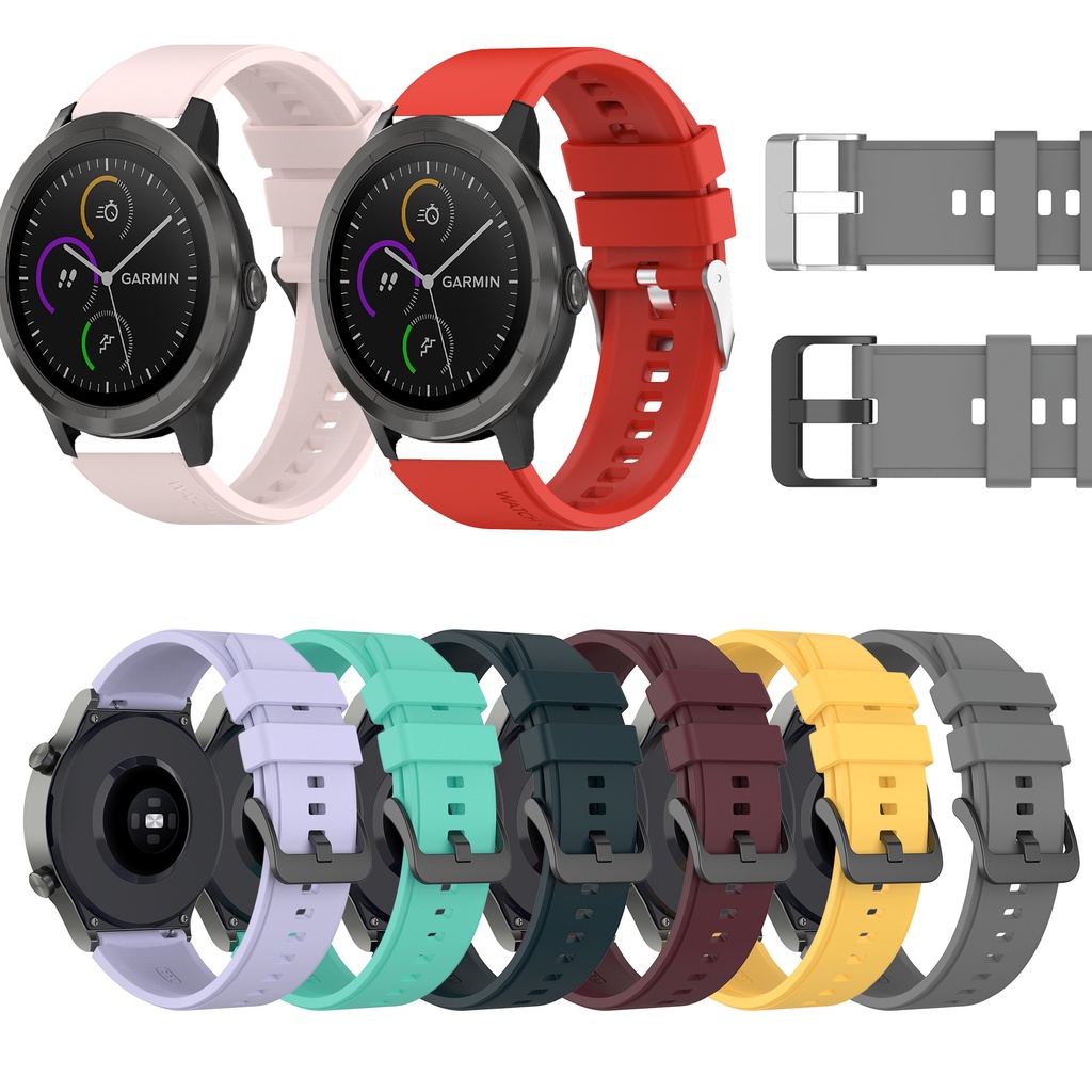 20 มม.สายรัดซิลิโคนสําหรับ Garmin forerunner 245 245M 645 645M 165 158 55 Vivoactive 3 5 เพลงองค์ประกอบสร้อยข้อมือสายรัดข้อมือกีฬา