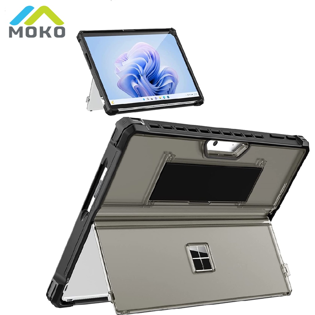 MICROSOFT Moko All-in-Oneป้องกันที่ทนทานสําหรับMicrosoft Surface Pro 11/Pro 10/Pro 9 13 นิ้ว 2022 - พร้อมเคสป้องกันขาตั้งเข้ากันได้กับคีย์บอร์ดประเภทฝาครอบ