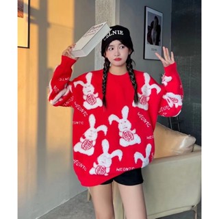 ❤️เสื้อสเวตเตอร์❤️เสื้อแขนยาวเสื้อไหมพรมลายกระต่าย คริสต์มาสปีใหม่ ใส่เป็นคู่รักได้🐰🐰 🎄🎄🧧🧧🆕🆕