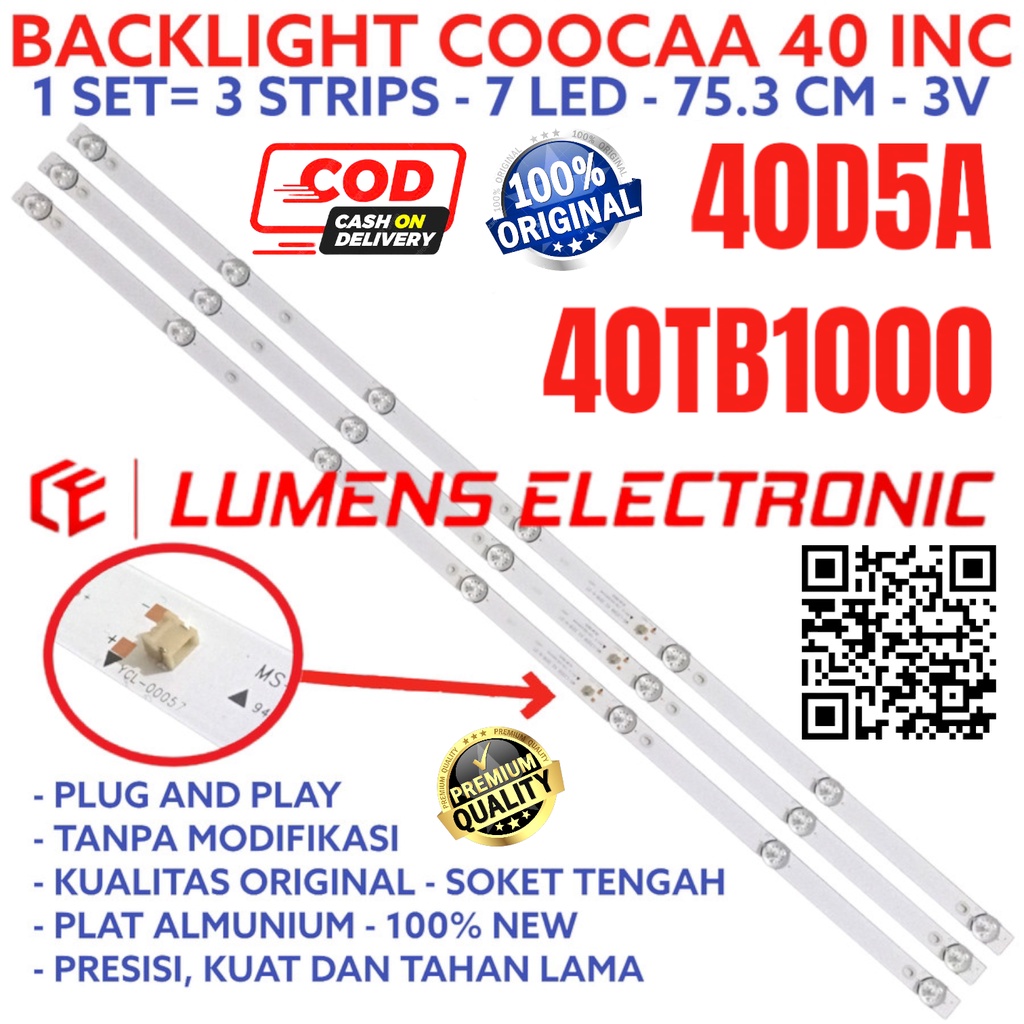 COOCAA LED TV BACKLIGHT 40 INC 40D5A 40TB1000 40TB 40D 5A 1000 BL 7K 3V 7LED 7 ปุ่ม KOKA COCA BL LAM