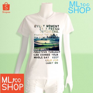 เสื้อยืดลายภาพวาดบนตัวหนังสือ ผ้า TK พิมพ์ลายลงในเนื้อผ้า - ML100SHOP (คอวี)