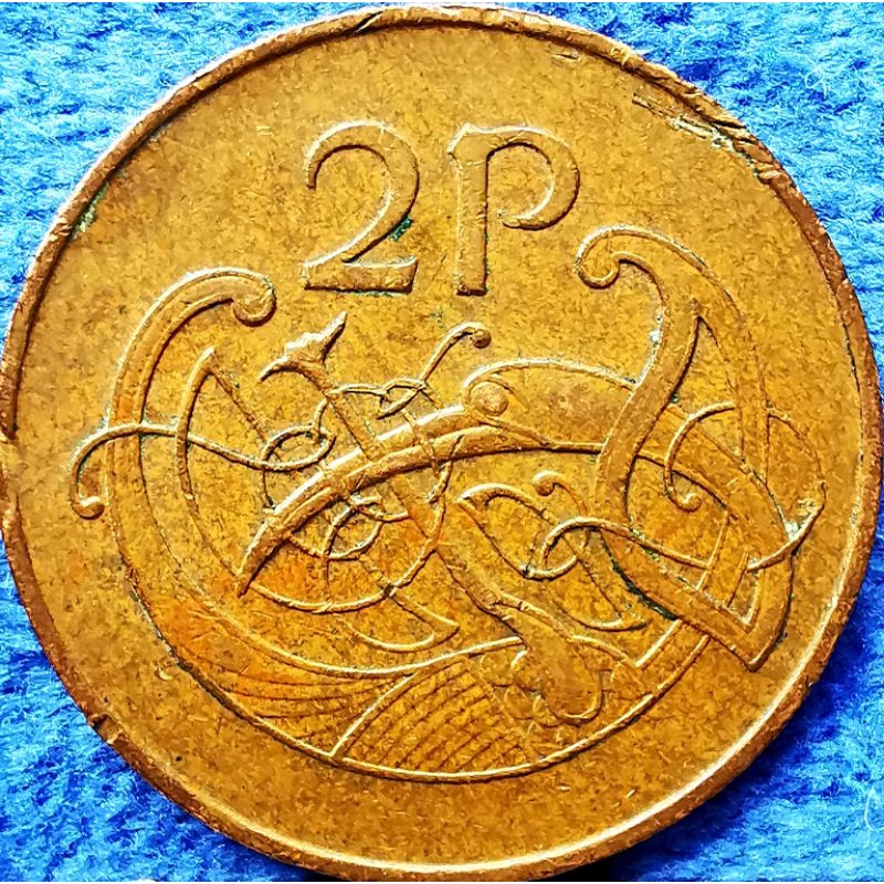 เหรียญ​ไอแลนด์​ Ireland, 2 Pence, ใช้แล้ว, #​2508T