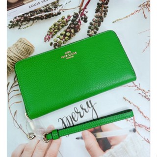 กระเป๋าสตางค์ใบยาวสีเขียวสดLONG ZIP AROUND WALLET (COACH C4451)