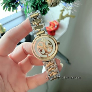 👑ผ่อน0%~แท้100%👑 นาฬิกาข้อมือ Tory Burch Three-Hand Womens Metal Two-Tone Watch, TBW4027