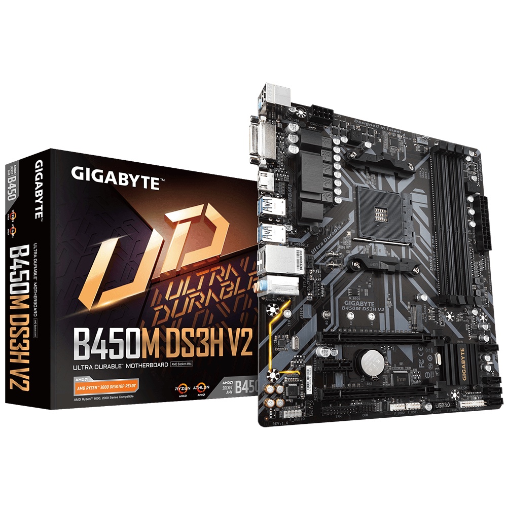 MAINBOARD (เมนบอร์ด) AM4 GIGABYTE B450M DS3H V2 Warranty 3 - Y