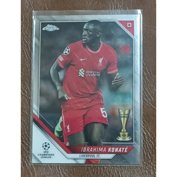 Ibrahim Konate card soccer Liverpool topps chrome base card 2021-22
