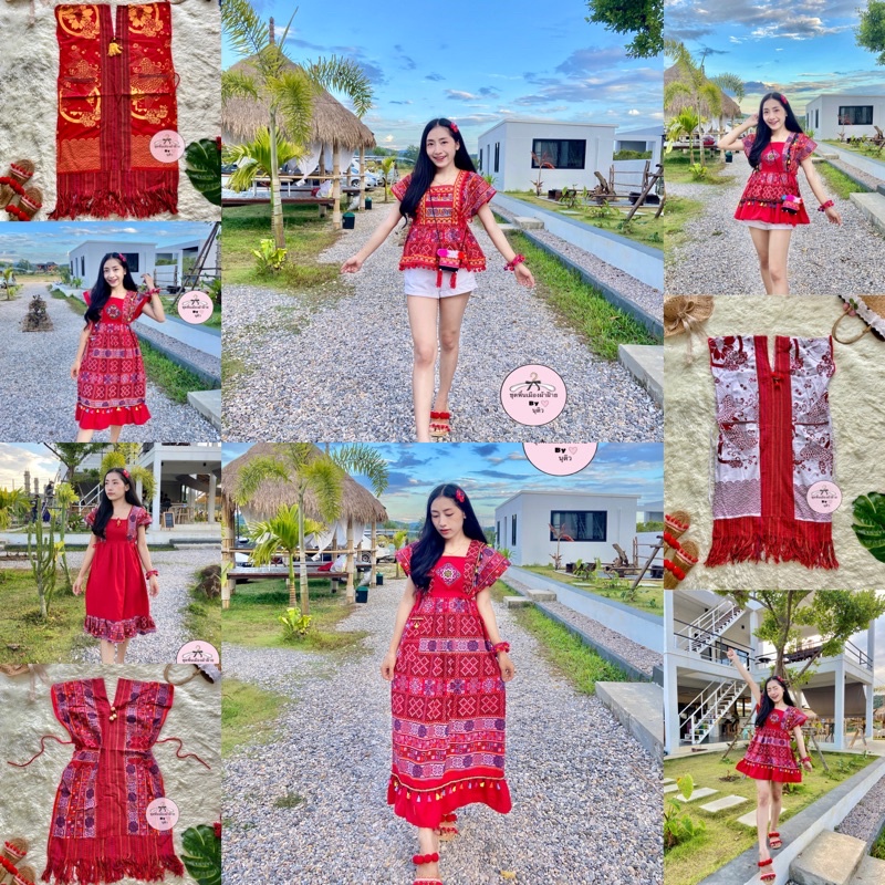 เดรสตรุษจีน เดรสสีแดง ชุดสีแดง มีไซส์ S-XL /สินค้ามีพร้อมส่ง/มีบริการเก็บเงินปลายทาง