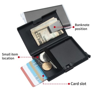 Business Metal Credit ID Card Case Pop Up Cardholder Slim Aluminum Minimalist Wallet RFID Bank Key Card Holder Coin Purs