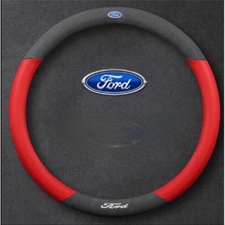 FORD LOGO steering wheel cover MUSTANG F-150 Fiesta FOCUS ESCAPE EDGE EXPLORER Expedition mendeo car main driver anti-slip sweat-absorbing Alcantara material handlebar cover