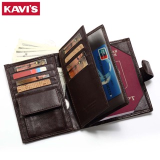 KAVIS Genuine Leather Wallet Men Passport Holder Coin Purse Magic Walet PORTFOLIO MAN Portomonee Mini Vallet Passport Co