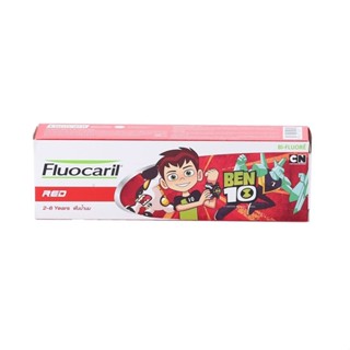 FLUOCARIL ฟลูโอคารีล ยาสีฟันเด็ก สำหรับอายุ 2-6 ปี ลายเบนเทน 65 กรัม สีแดง