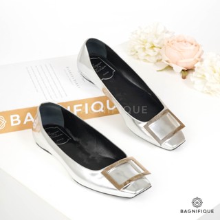 ROGER VIVIER LOAFER 36.5 SILVER PATENT LEATHER SHW