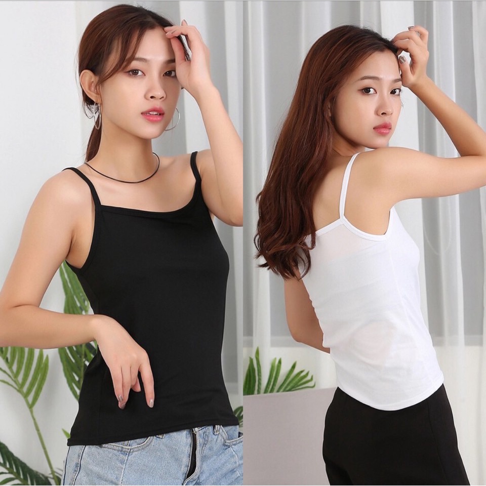 เสื้อสายเดี่ยว แบบยาว ผ้าคอตตอน รุ่นB054 สายเดี่ยว แฟชั่นผู้หญิง ใส่ซับในได้ ผ้าบางเบา