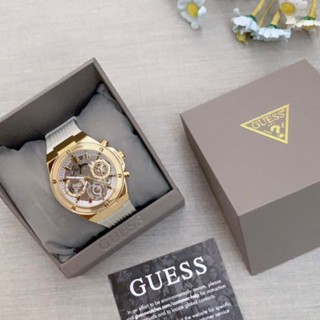 นาฬิกาข้อมือ GUESS สายซิลิโคนสีขาวครีม หน้าปัดสีทอง