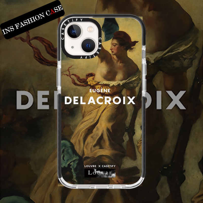 Casetify X DELACROIX เคสโทรศัพท์มือถือแบบนิ่ม ใส กันกระแทก สีพื้น สําหรับ iPhone 14 13 12 11 Pro MAX IX XS MAX XR 6 6s 7 8 Plus