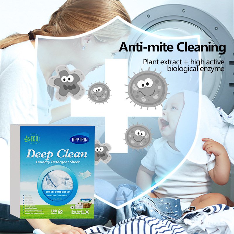 APPTIแผ่นโฟมซักผ้าLaundry tabletกระดาษหอมสำหรับทำความสะอาดและป้องกันสีอย่างล้ำลึก C5DL