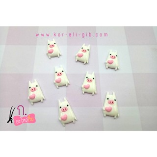 พร้อมส่ง   เรซิ่น เรซิ่นน้องหมูอู๊ด   อะไหล่ทำกิ๊บและโบว์  แพค 10 ชิ้นRD211