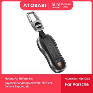 Aluminum Alloy With Leather Car Key Case Remote Protect Frame Cover For Porsche Cayenne Panamera 2020 911 992 971 Carrer