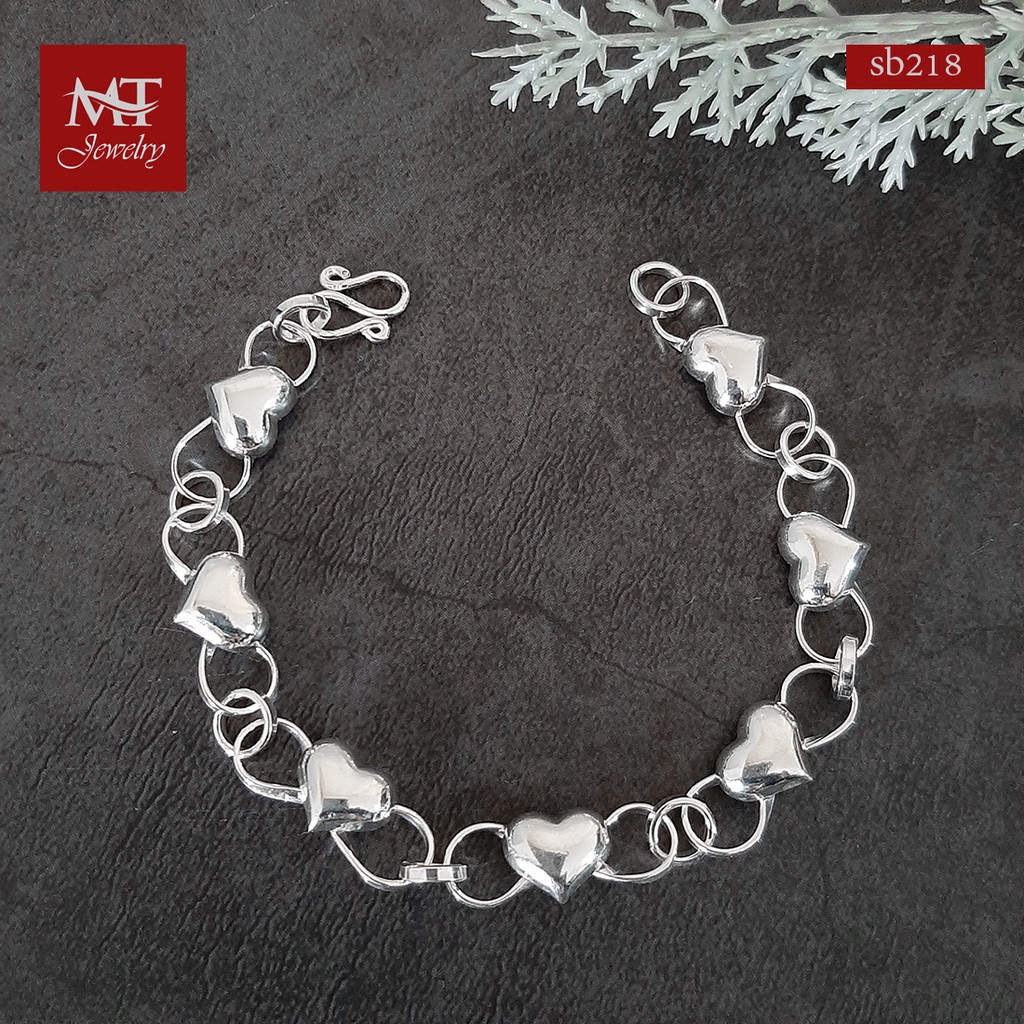 MT สร้อยข้อมือเงินแท้ อินฟินิตี้ ประดับ หัวใจ ข้อมือ 15 16 17 18 ซม Sterling Silver Bracelet (sb218) MT Jewelry มณีธารา