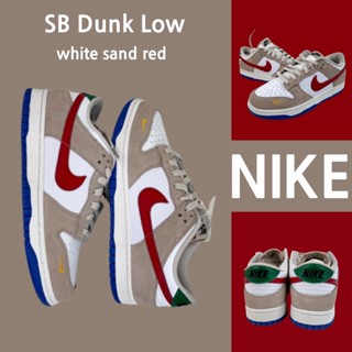 （ยิงจริง）Nike SB Dunk Low white sand red รองเท้าผ้าใบ รองเท้า รองเท้าวิ่ง รองเท้า nike-1-4