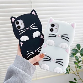 เคสโทรศัพท์มือถือ ซิลิโคน ลายแมว สองหัว สําหรับ iphone 13 12 11 pro xr x xs max 7 8 6 6s plus se 2020