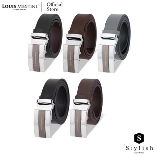 Louis Montini Deluxe Automatic Belt เข็มขัดหนังวัวแท้ หัวออโต้เมติค เข็มขัดผู้ชาย ลุคนักธุรกิจ Bussiness belt รุ่น MGN402