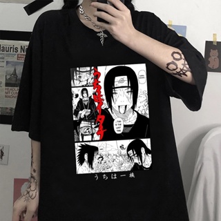 เสื้อยืดนารูโตะ Uchiha Itachi พิมพ์ลายเสื้อยืดสไตล์ญี่ปุ่นฤดูร้อนหลวมสบายๆสไตล์