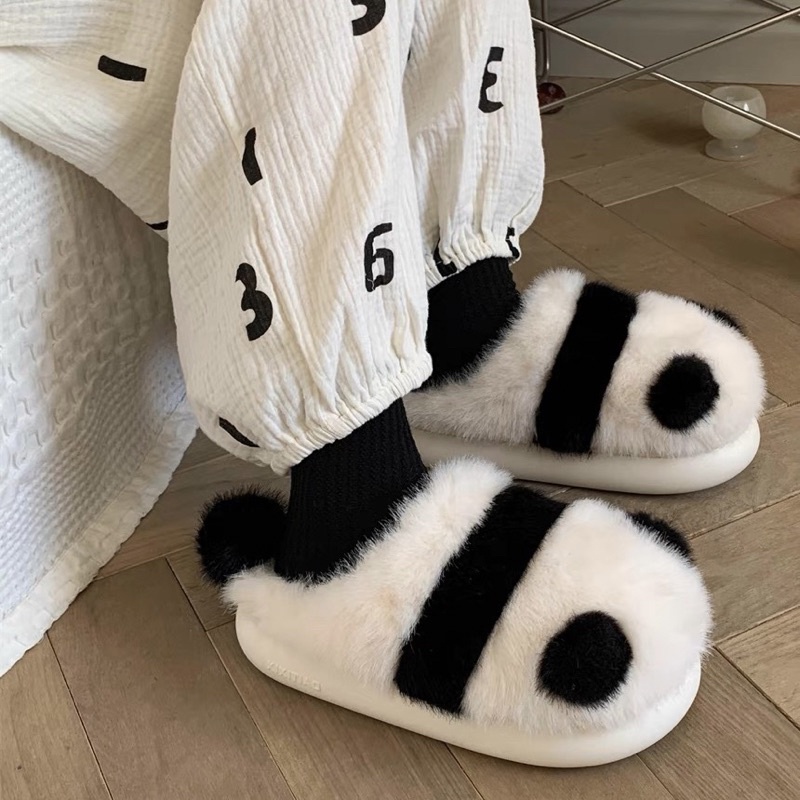 พร้อมส่ง🐼 รองเท้า แพนด้า Slipper สลิปเปอร์ขนนุ่ม 49003