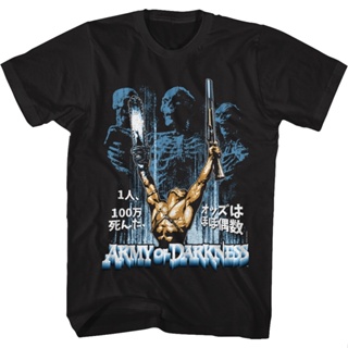 Vintage Poster Army of Darkness T-Shirt เสื้อยืดเข้ารูป เสื้อยืดสวยๆ เสื้อยืดไม่ต้องรีด เสื้อยืดสไตล์เกาหลี