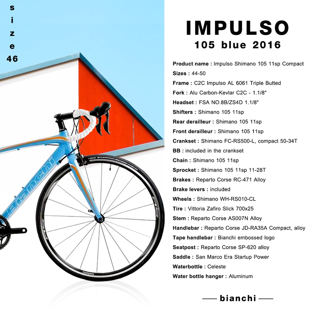 สินค้าแนะนำ!!! จักรยานเสือหมอบ size46 Bianchi Impulso 105 blue