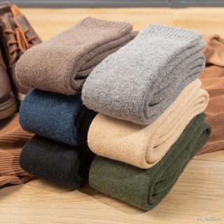 Winter Men&amp;39;s Knee Wool Long Stocking Thick Warm Harajuku Retro Comfortable Plush Thermal Compression High Male Sock