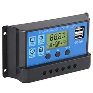 Solar Charge Controller 12V/24V Automatic PWM 5V Output Solar Panel Regulator with Dual USB LCD Displays