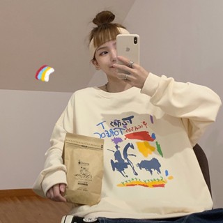 【CHAOYICHU】Long sleeve shirts, cartoon prints, sweaters, sun shirts, sweaters, jackets oversized fit men and women can wear