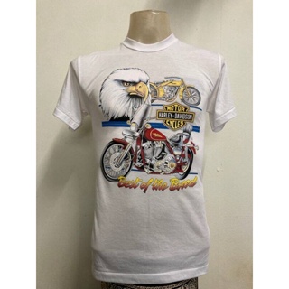 HG . harley davidson 1980s เสื้อยืดวินเทจ เสื้อวง วงร็อค เสื้อโอเวอร์ปริ้นส์ Nirvana เสื้อ3D สไตล์วินเทจ AcDc Label USA