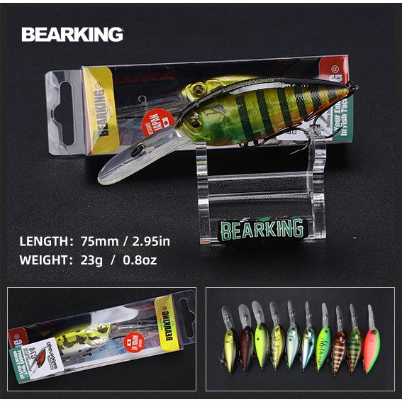 BEARKING 75 มม.23g TOP เหยื่อตกปลาลอย Crank เหยื่อ Deep Diver เหยื่อ Lure คุณภาพสูง Hard เหยื่อ Professional Action Wobbler