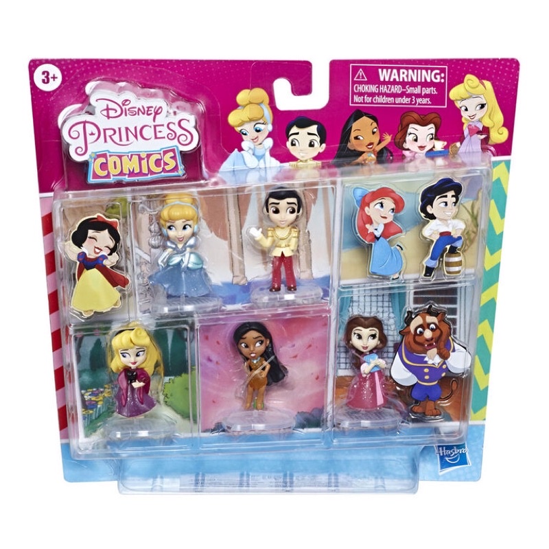 Disney Princess Comics Dolls Glitter Pack👸🏼เจ้าหญิงดีสนีย์คอมมิก ซินเดอเรล่า เบลล์ ออโรร่า โพคาฮอนทัส และเจ้าชายชามมิ่ง