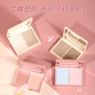 NOVO 5766 SOFT THREE-DIMENSIONAL TWO-COLOR CONTOUR PALETTE  โนโว คอนทัวร์ และไฮไลท์ พาเลต 2สี เนื้อดี ติดทน