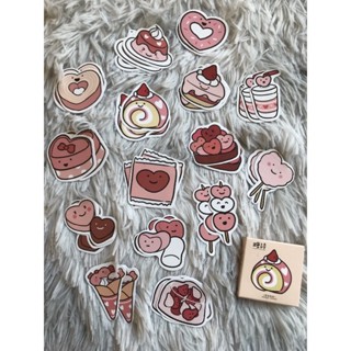 🇹🇭พร้อมส่ง* สติกเกอร์ลายของหวาน ธีมหัวใจชมพู 1กล่องประมาณ 40 ชิ้น sticker