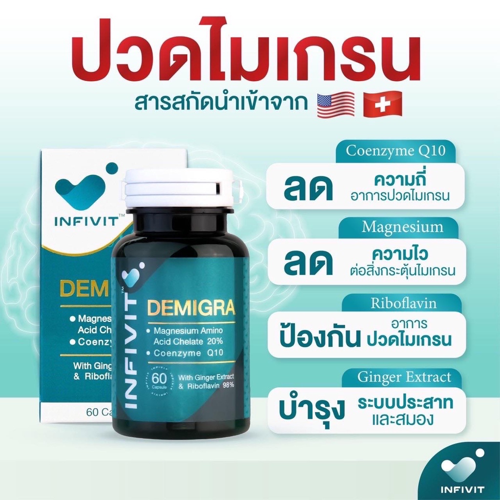 Infivit Demigra อาหารเสริมบรรเทาอาการไมเกรน ไมเกรน