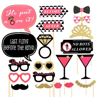 PINK &amp; BLACK Glitter Photo Booth Prop for Hen Night