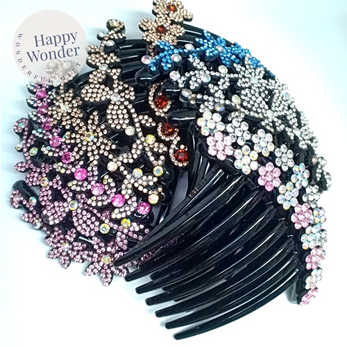 50 ลาย หวีสับขายาว หวีเสียบผม ประดับเพชรเทียม หรูหรา สวยจิกตา เกล้าผม มวยผม เจ้าสาวออกงาน - รูปที่ 3