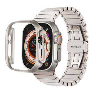 สายนาฬิกาข้อมือ สเตนเลส ปรับได้ 49 มม. และเคส PC สําหรับ apple watch ultra iwatch ultra 49 มม. 2 ชุด