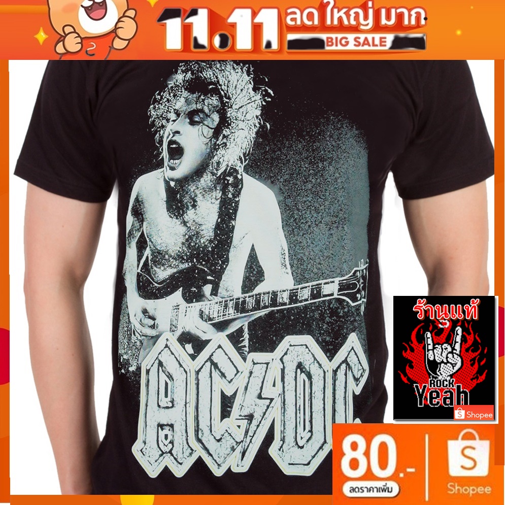 เสื้อวง Ac/Dc งานวินเทจ ผ้าร้อยแท้ วินเทจ acdc เอซี/ดีซี RCM740