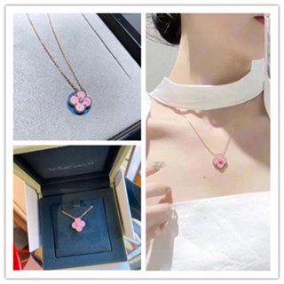 Van Cleef &amp; Arpels/VCA สร้อยคอทองคํา 18K จี้ใบโคลเวอร์สี่แฉก ลายดอกกุหลาบ 2022