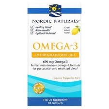 น้ำมันปลา โอเมก้า 3 Nordic Naturals, Omega-3, Lemon, 690 mg, 60 Soft Gels