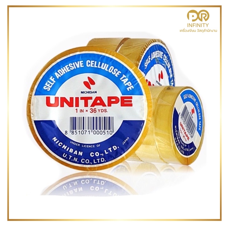 ยูนิเทป(UNITAPE) เทปใสแกนเล็ก ขนาด1/2นิ้ว , 3/4นิ้ว , 1นิ้ว (36 หลา) ยกแพ็ค