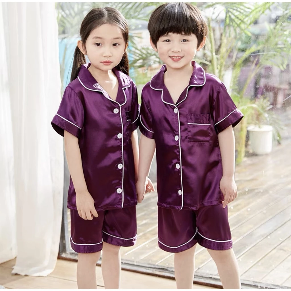 TT3333 ชุดนอนเด็กแขนสั้นขาสั้น ผ้าซาตินน่ารักๆ ราคาถูกๆนิ่มใส่สบาย **เทียบสะโพกก่อน กางเกงเล็ก** (สินค้าพร้อมส่ง) thumbnail 6