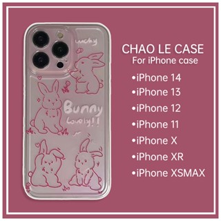 เคสโทรศัพท์กันกระแทกสีชมพูสำหรับ iphone 14 pro 13 pro max กรอบ TPU กันกระแทก iphone 12 pro 11 เคสโทรศัพท์พิมพ์ลายกระต่ายน่ารัก