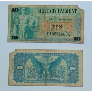 ธนบัตรใบรับรองการจ่ายเงินทหาร10 cents ปี1970-1973 ซีรี่ส์692