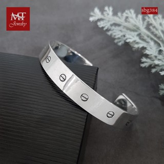 MT กำไลข้อมือเงินแท้ สไตล์โมเดิร์น สลักลายวงกลม ข้อมือ 17, 18, 19 ซม. Solid 925 Sterling Silver Bangle (sbg384) MT Jewelry มณีธารา